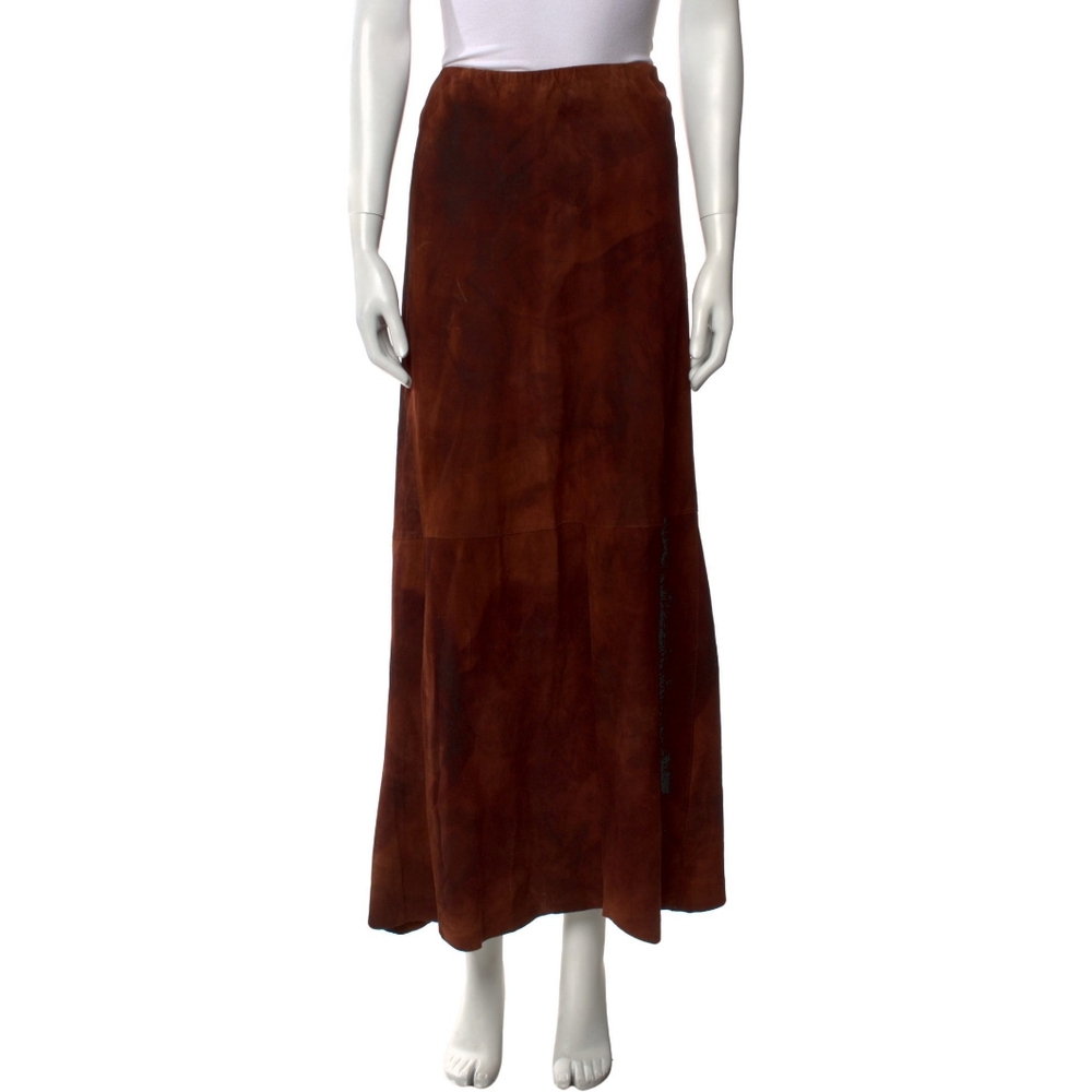 RARE Free People X Brenda Knight Suede Leather Midi Maxi Long Skirt